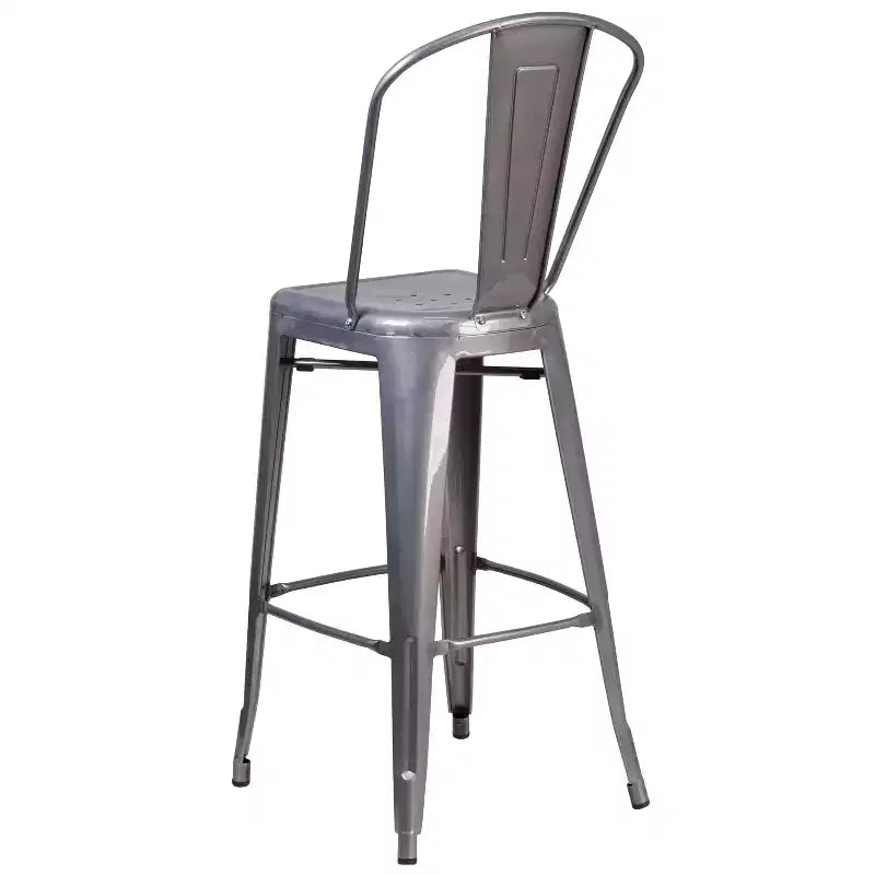 Merrick Lane 30 Modern Bar Height Stool with Powder Coated Metal Frame in Clear Coated Finish for Indoor Use
